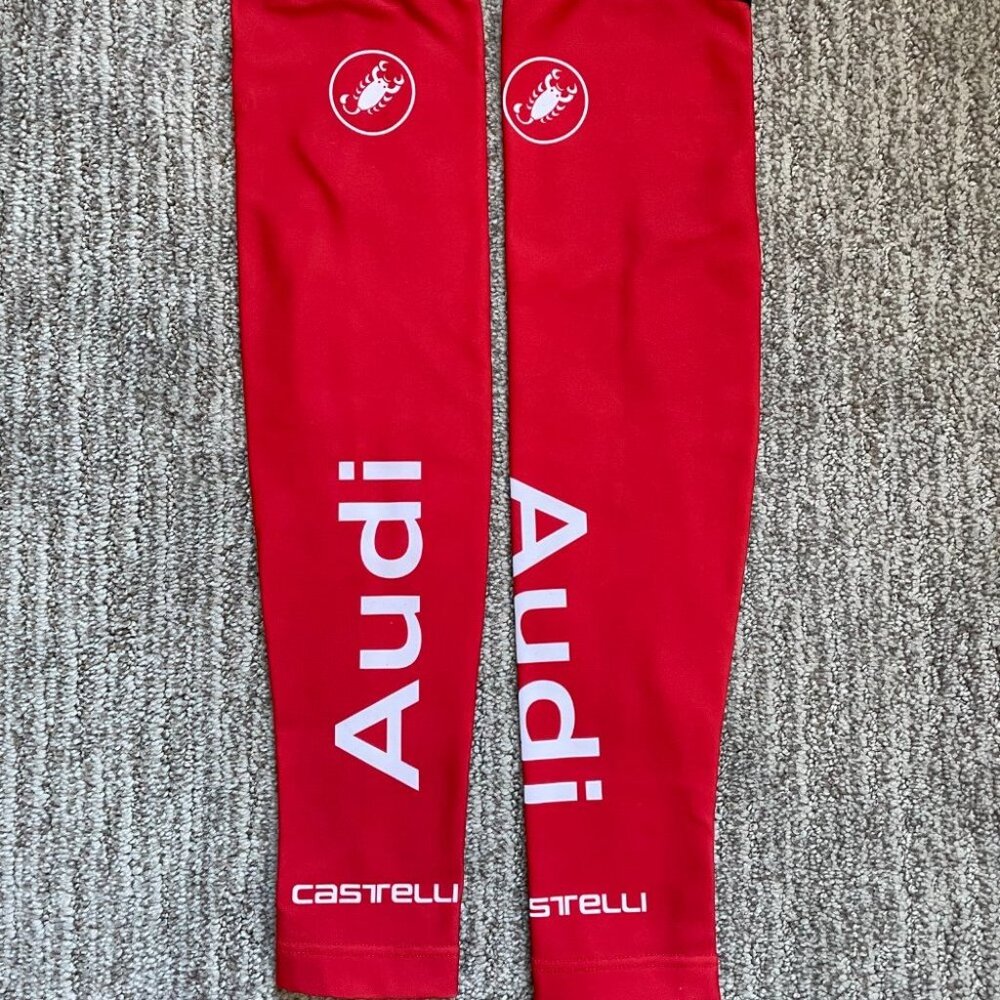 1 pair Men's Small Audi Castelli Fleece Cycling Arm Warmers Red